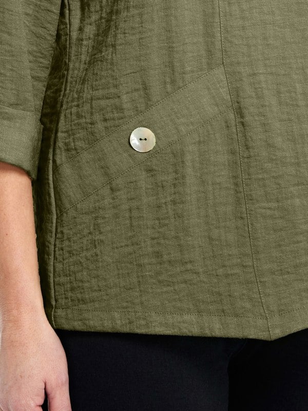 PennyPlain Asymmetric Hem Top - Sage