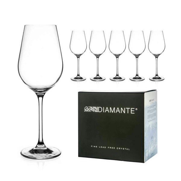 Diamante Auris White Wine Glasses - Set of 6