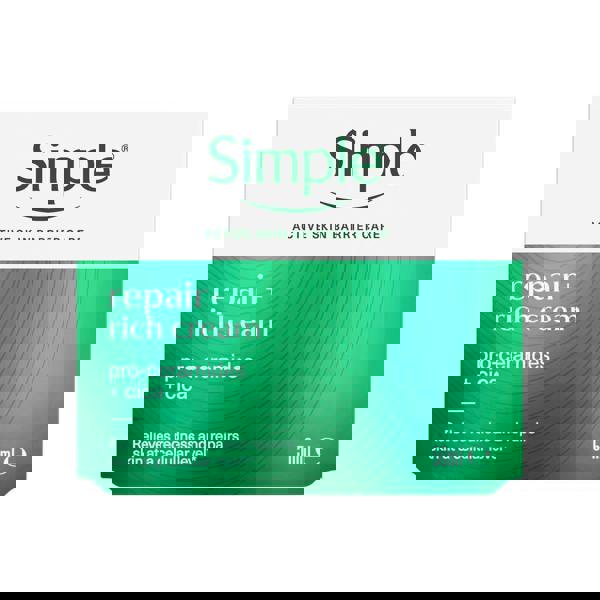Simple Repair+ Moisturiser Gentle Nourishing & Soothing Daily Face Cream, 50ml