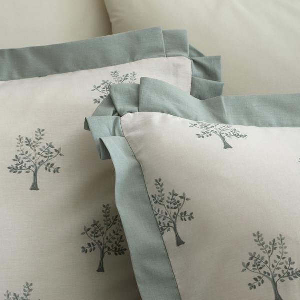 Emily Bond Dapplewood Trees Cotton Reversible Duvet Cover Set Cream