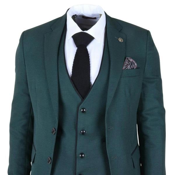 TruClothing IM46 - Men's 3 Piece Green Tailored Fit Suit