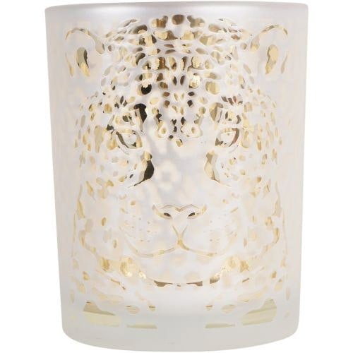 Libra Interiors Leopard Glass Candle Holder Small