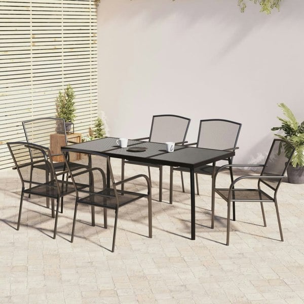 Berkfield 7 Piece Garden Dining Set Anthracite Steel