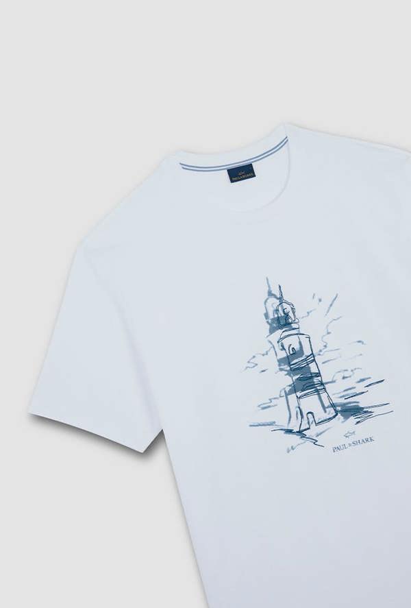 Paul & Shark Men's T-Shirt in Cotton Jersey With Lighthouse Print