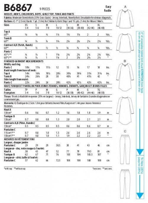 Butterick Sewing Pattern 6867, Pyjamas for Women, Men, Teenagers, Kids, A (XS-S-M-L (Children) S-M-L-XL (Misses Men)) - Easy