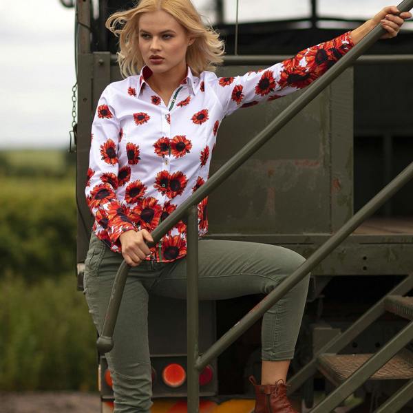 SUNFLOWER PRINT WOMENS SHIRT - Premium Men's Patterned Shirt by Claudio Lugli | Bold Design, Tailored Fit, Best Printed Shirts