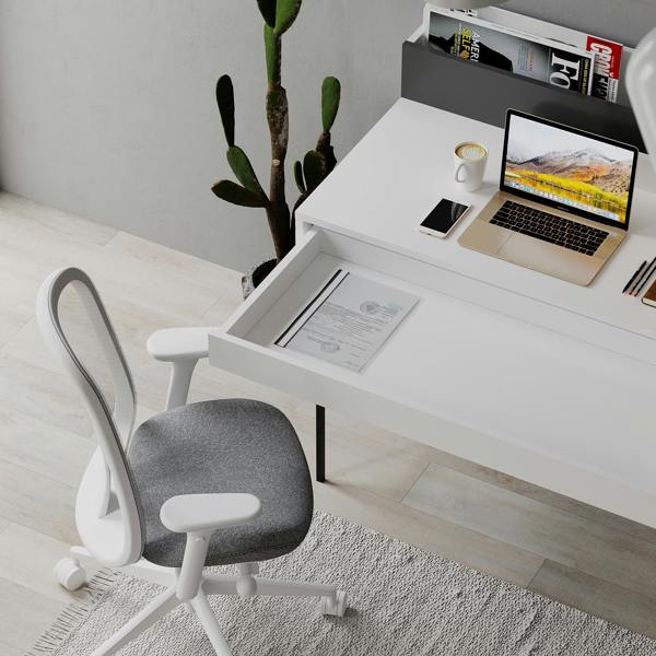 Decortie Leila Modern Desk White Anthracite Grey Multipurpose Study Modern Desk Width 110cm