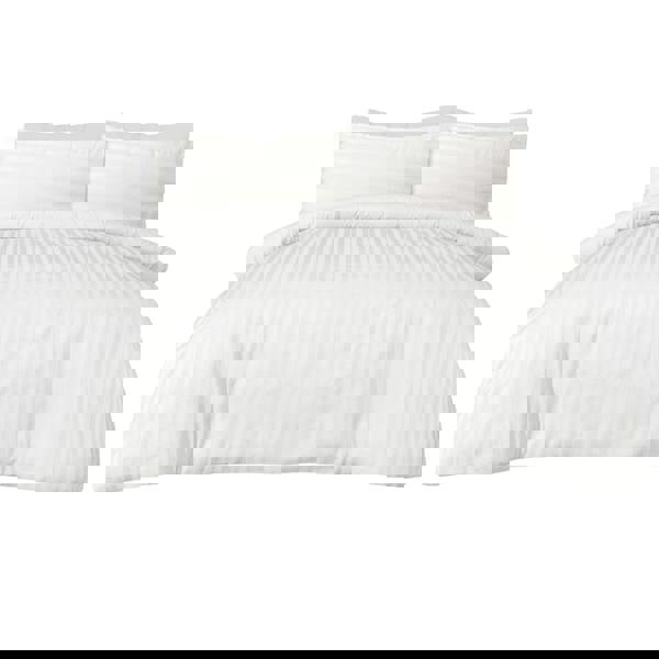 Smart Living Satin Stripe Duvet Cover With Pillowcases - White