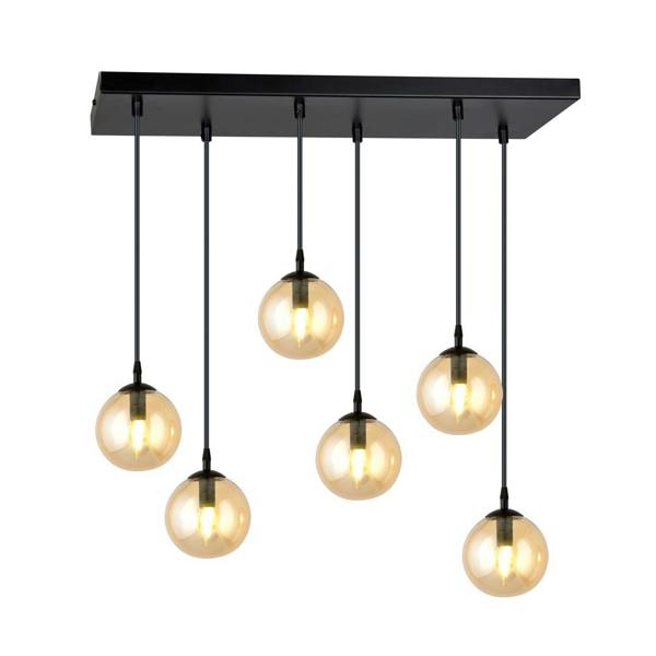 Emibig COSMO Pendant lamp  6 x E14 Black with Amber Shade