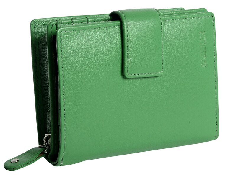 SADDLER EMILY Handmade Leather Mid-Size Wallet – RFID Protected | 10 Card Slots, Secure Tab Closure & Zipped Coin Pocket | Gift Boxed - Jelly Bean