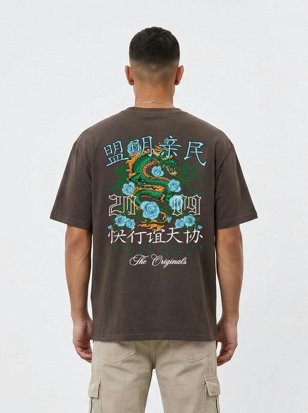 London Attitude Original Creators Dragon Graphic Heavyweight Oversized T-Shirt
