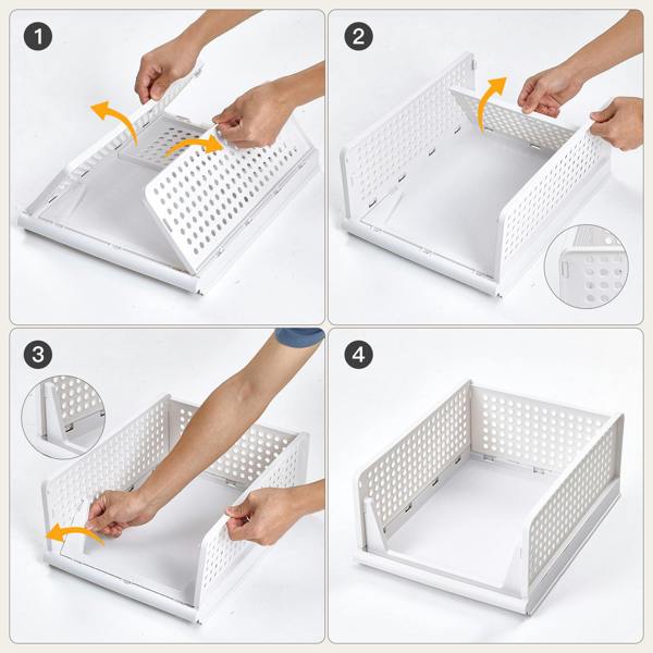 Living and Home 4pcs Stackable PP Pull-Out Wardrobe Organiser Drawers