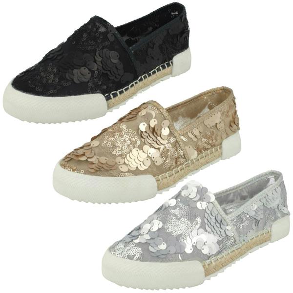 Savannah Ladies Savannah Flat Sequin Espadrilles