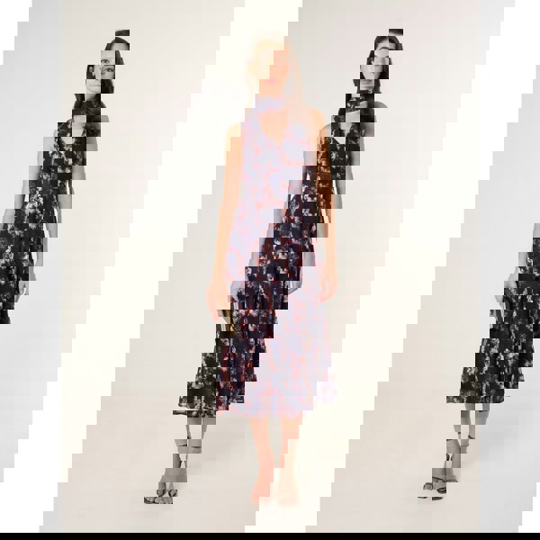 Blue Vanilla Luxe Tie V Neck Sleeveless Dress