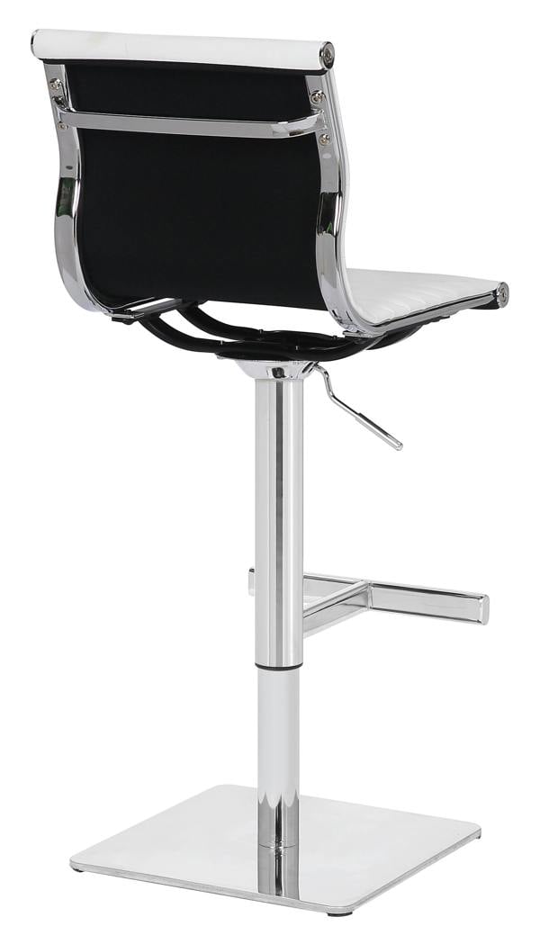 Lamboro Rovigo Deluxe Breakfast Bar Stool, Chrome Footrest, Height Adjustable Swivel Gas Lift, Home Bar & Kitchen Barstool, White