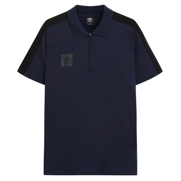 Umbro Mens Terrace Quarter Zip Polo Shirt - Peacoat/Black