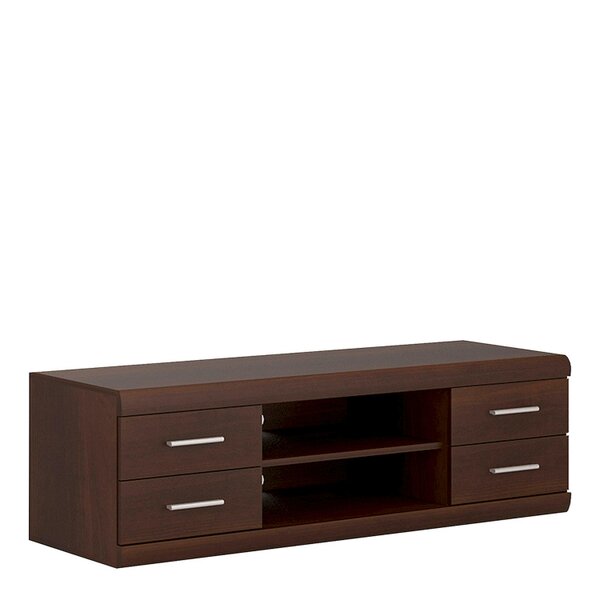 Wyld Haus Sonderborg Wide Dark Mahogany Wood Veneer TV Cabinet 4 Drawers