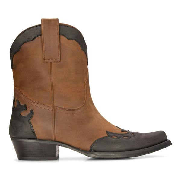 Infinity Leather Men's Leather Western Boots Brown Cuban Cowboy Winklepickers Classic Pointed