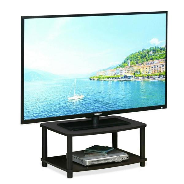 WALPLUS Modern Furniture Piece for Stylish and Functional Home Use | 13191DWN Turn N Tube No Tools 2 Tier Elevated TV Stands, Dark Walnut