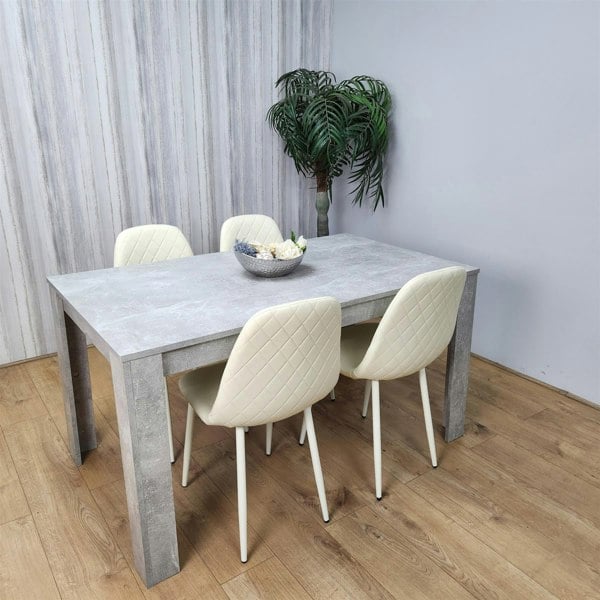 Kosy Koala Wooden Rectangle Dining Table Sets with Set of 4 Chairs, Grey and Cream