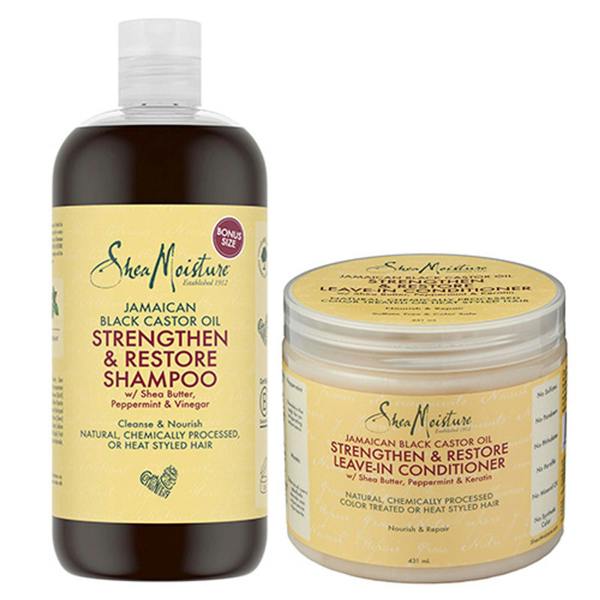 Shea Moisture Jamaican Black Castor Oil Strengthen and Restore Shampoo Leave in Conditioner Duo Duo