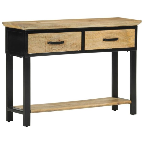 Berkfield Console Table 110x30x75 cm Solid Rough Wood Mango