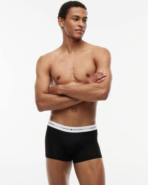 Tommy Hilfiger 3-Pack Logo Waistband Mens Trunks - Grey Heather/Black/White