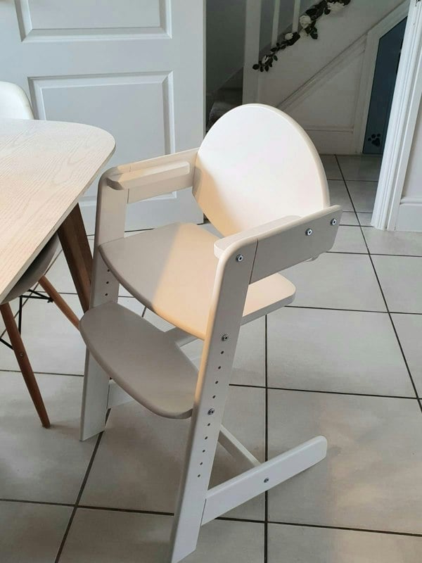 Safetots Grow with Me Wooden High Chair, White, Highchair for Baby and Toddler, converts to a Childs Chair, Stylish and Practical