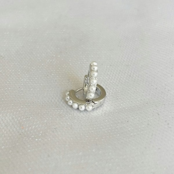 Small Hoop Earrings Pearl Hoop Earrings Silver