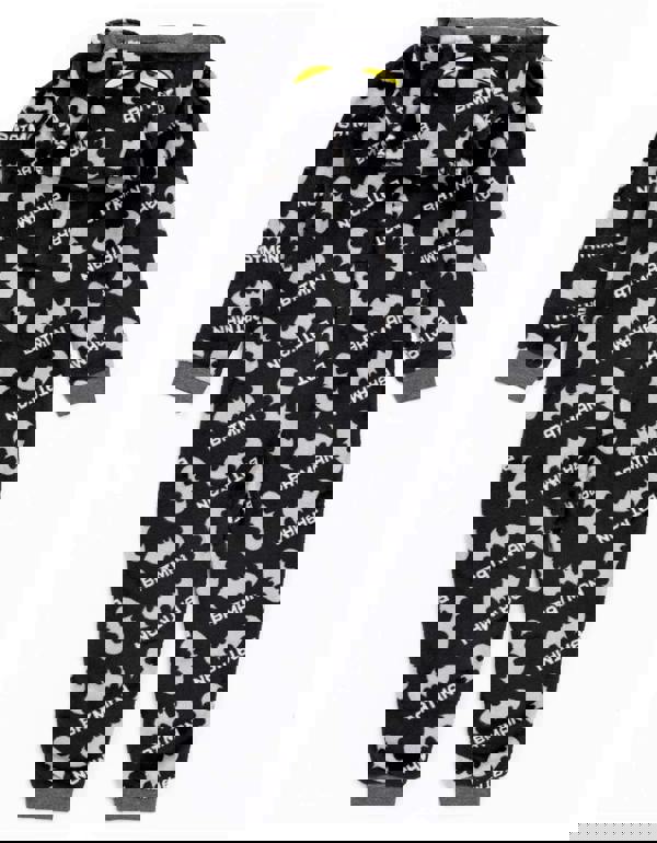 DC Comics Boys Grey Batman Applique Logo & Logo All-Over Print Onesie