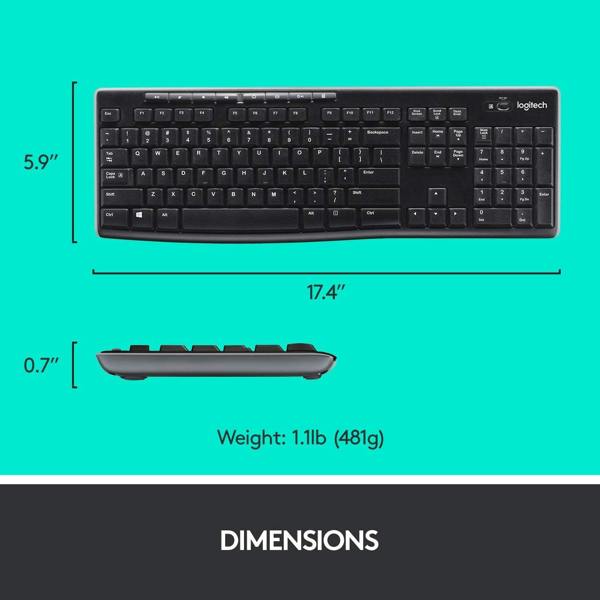 Dyzi MK270 Wireless Keyboard & Mouse 2.4GHz UK QWERTY Layout Black