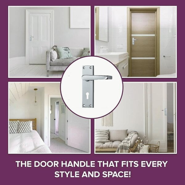 EDH Door Hardware Victorian Straight Chrome Door Handles – Interior Lever Handles on Backplate