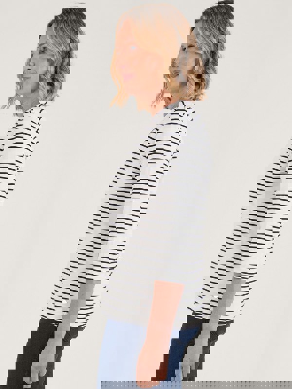 PennyPlain Stripe Square Neck Top- Ivory/french Navy