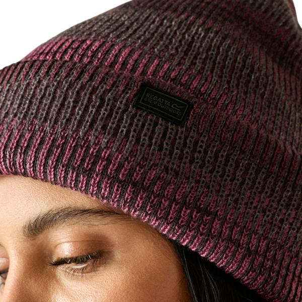 Regatta Reflective Rib Knit Beanie - Black/Fig/Violet - 