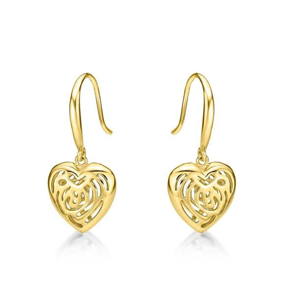 namana Gold Plated 925 Saterling Silver Heart Drop Earrings for Women