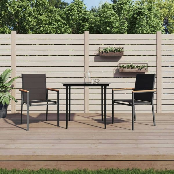 Berkfield 3 Piece Garden Dining Set Black Textilene and Steel