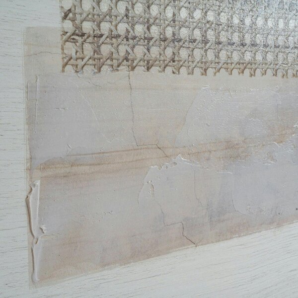 Wyld Haus Arachova Brown Patchwork Hand Painted Canvas In Frame