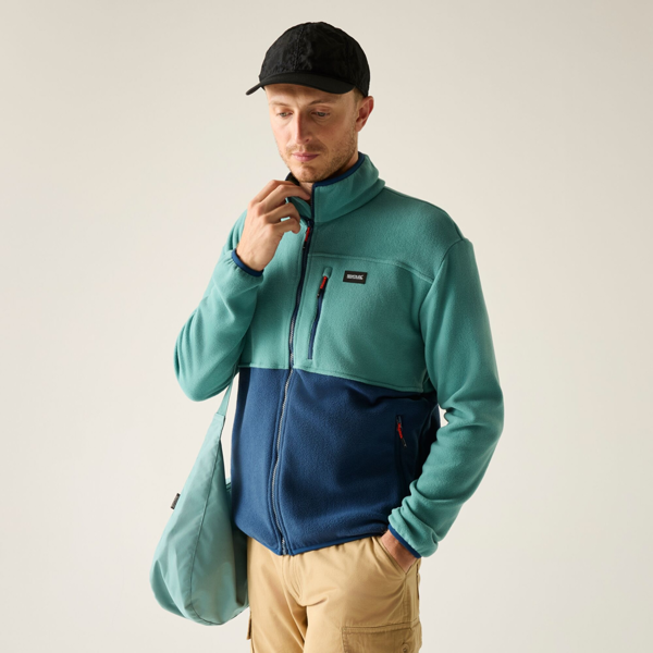 Regatta Mens Frankie Colour Block Full Zip Fleece Jacket - Arctic/Moonlight Denim