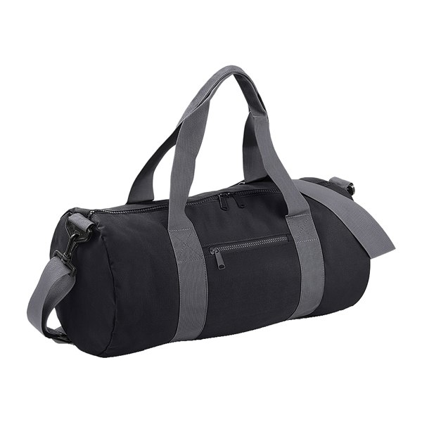 Bagbase Plain Varsity Barrel / Duffle Bag (20 Litres) - Black/Grey