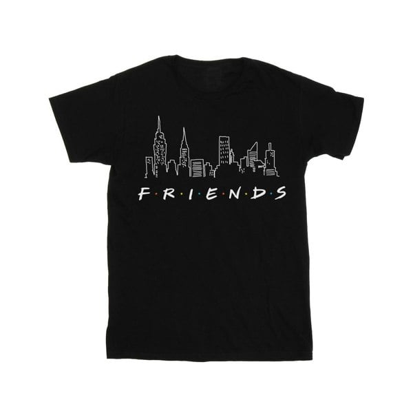 Friends Womens Skyline Logo Cotton Boyfriend T-Shirt - Black