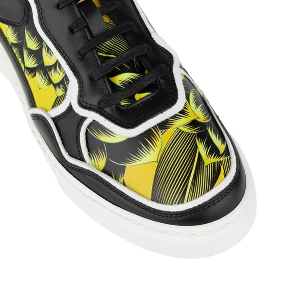Embassy London Ecstatic - Yellow Flowers - Men's Leather low top white sole Italian leather trainer