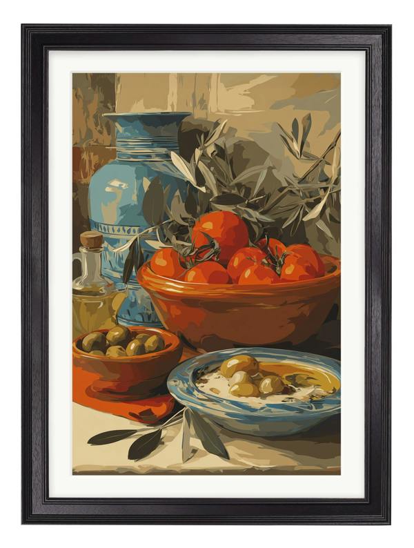 Exceptional Art Mediterranean Feast - Black Hurstwood Frame