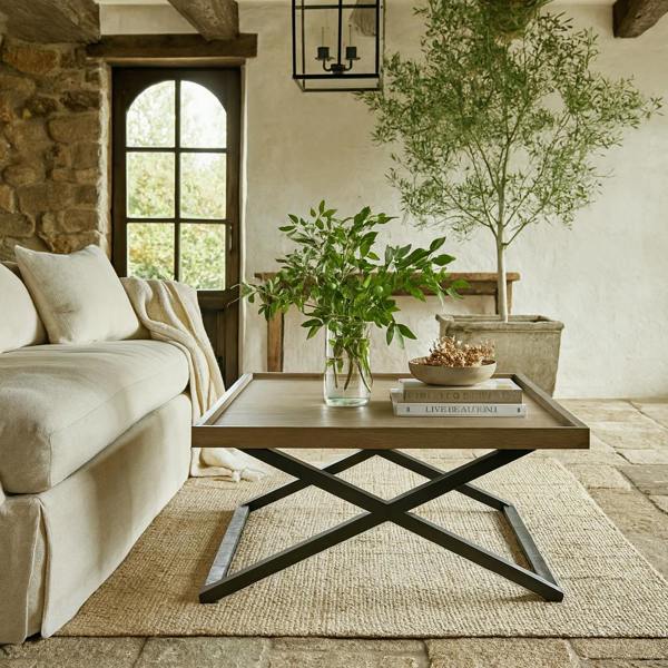 Wyld Haus Bergamo Aged Grey Oak Cross Leg Coffee Table