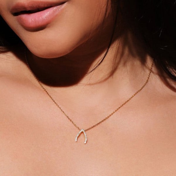 Gold Trip Sparkling Wishbone Necklace