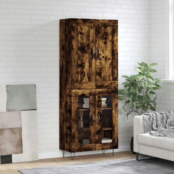 Berkfield Highboard Smoked Oak 69.5x34x180 cm Engineered Wood