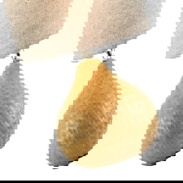 Mustard Ceramic Gloss Table Lamp with Natural Oatmeal Linen Shade Image 3