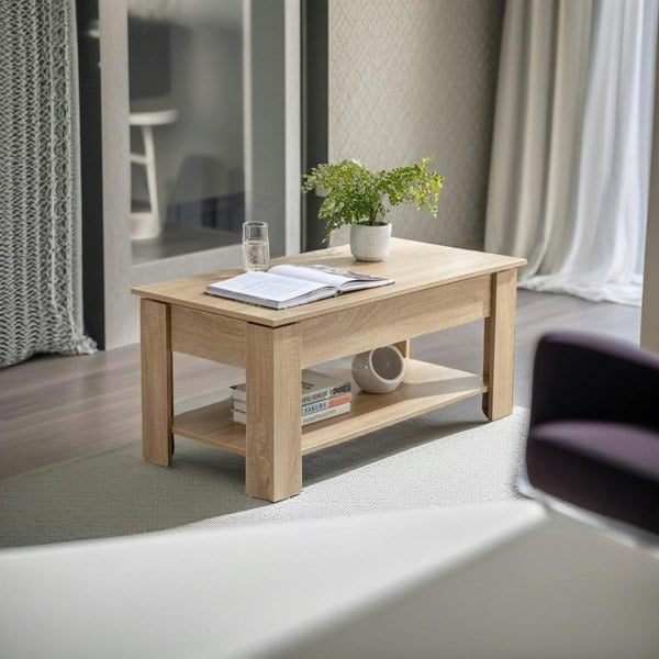 Modcraft Lift-Up Wooden Coffee Table with Hidden Storage