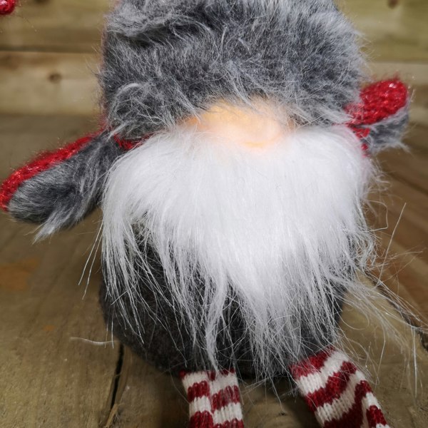 Samuel Alexander 72cm Lit Plush Christmas Gonk with Dangly Legs & Aviator Hat in Red & Grey
