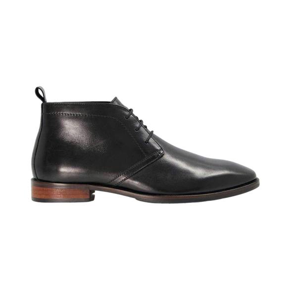 Dune London Mens Mervin Leather Low Heel Chukka Boots - Black - 