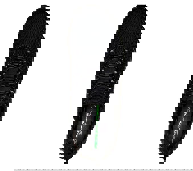 Skechers Dynamight Mens Slip On Comfort Memory Foam Trainers, black athletic slip-on shoes with elastic laces and a cushioned insole.